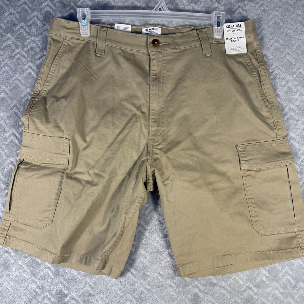 New Levi Strauss Signature Essential Cargo Shorts Men's Size 40 Khaki Brown